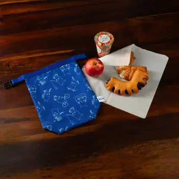 Desiatníček vzor postavičky na modrej a desiata